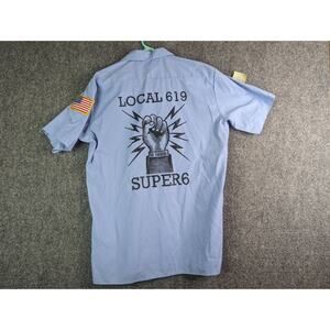 Mens Dickies Short Sleeve Industrial Work Shirt Ls535lw Blue M Patches And Vinyl